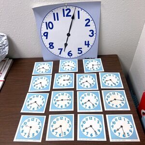 Vintage Clock Teach Analog Demonstration Teacher Large Size‎ K-3rd W/ 15 Student